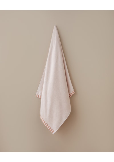 English Home Stripe Edge Pamuk Banyo Havlusu 70x140 Cm Pudra Pudra