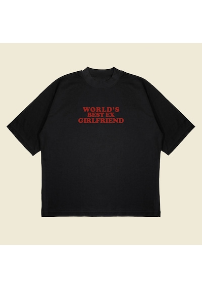 Startmore World's Best Ex Girlfriend Boxy Fit Oversize Unisex Tshirt Baskılı Tişört Siyah