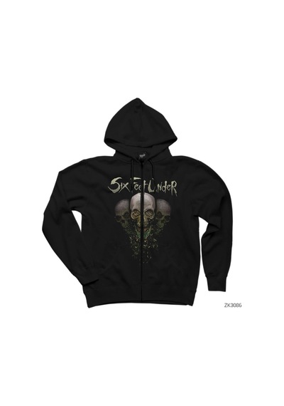 Six Feet Under Skulls Siyah Fermuarlı Kapşonlu Sweatshirt