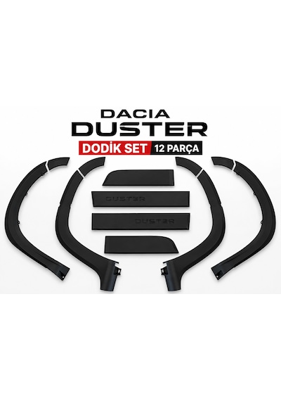 Dacıa Duster 2010-2017 Model Uyumlu Dodik Seti 12 Parça Siyah Mat Çamurluk Ve Kapı Kaplama Seti