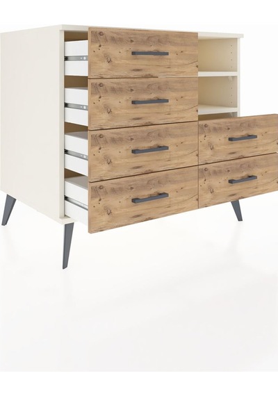 Kronos Şifonyer 2 Raflı 6 Çekmeceli 88x59x80 Aytaşı-aytaşı/çam Aytaşı/çam