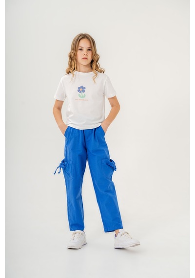 Mısstuffy Kız Çocuk Pamuklu T-shirt Keten Pantalonlu Yazlık Takım 6-9 Yaş Beyaz - Mavi Mısstuffy Kız Çocuk Pamuklu T-shirt Keten Pantalonlu Yazlık Takım 6-9 Yaş Beyaz - Mavi