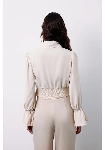 Sateen Aksesuar Detaylı Bluz - Bej Bej