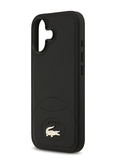 Apple Uyumlu iPhone 17 Kılıf Lacoste Lisanslı M-safe Şarj Özellikli Pu Deri Metal Logolu Kapak Siyah Siyah