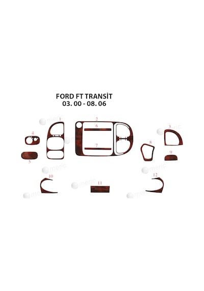 Ford Transit Torpido Kaplama 2000-2006 15 Parça Maun