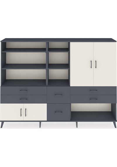 Arges Dolap 10 Raflı 6 Çekmeceli 4 Kapaklı 220x30x163 Antrasit-ay Antrasit-aytaşı/antrasit Arges Dolap 10 Raflı 6 Çekmeceli 4 Kapaklı 220x30x163 Antrasit-ay Antrasit-aytaşı/antrasit
