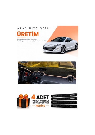 Peugeot Rcz 2010-2015 Uyumlu Torpido Koruma Örtüsü Oto Kılıfı - Siyah Bej