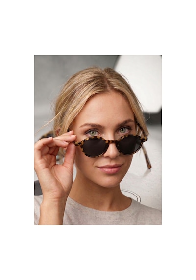Yuvarlak Leopar Çerçeveli Siyah Camlı Modern Güneş Gözlüğü Unisex Model