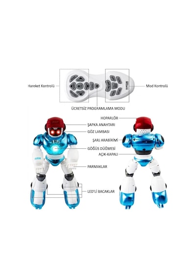 Kumandalı Dans Eden Sesli Işıklı Müzikli 360 Derece Dönebilen Programlanabilir Akıllı Oyuncak Robot