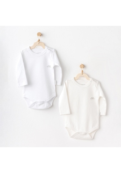 Andywawa Bebek Sleeve Body Basic 2'li Set Ekru Ac25210