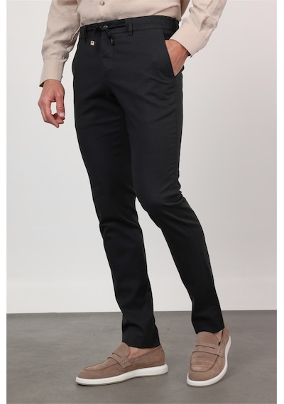 İmza Siyah Yan Cep Keten Slim Fit Keten Karışımlı Jogger Pantolon 1003260169