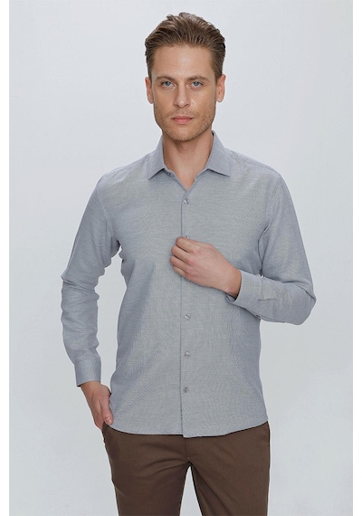 Efor Gk 672 Slim Fit Siyah Klasik Gömlek Siyah