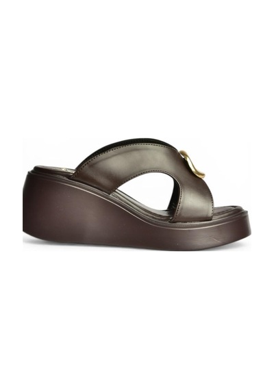 Fox Shoes Y973965409 Kahverengi Dolgu Tabanlı Kadın Terlik