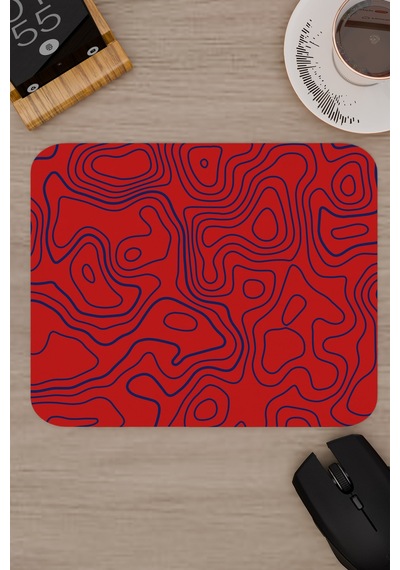 Kırmızı Lacivert 22x18 Taraftar Gaming Oyuncu Mouse Pad Kaymaz Taban Küçük Fare Altlığı Topography