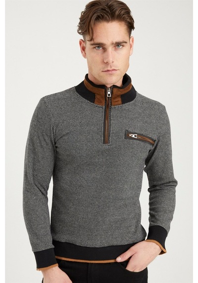 1039 Dewberry Erkek Sweatshırt-siyah-beyaz Siyah-beyaz