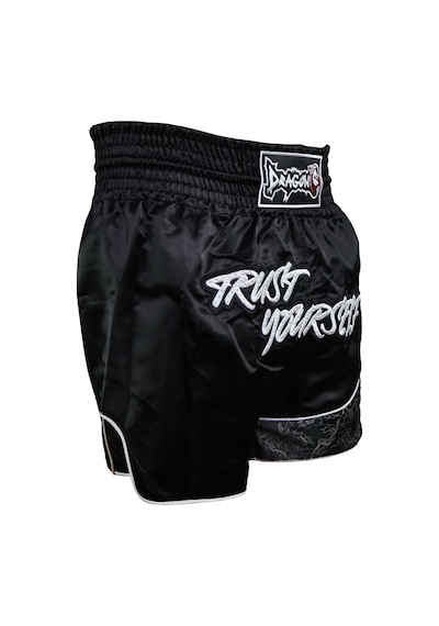Dragondo Mt3408 Trust Yourself Siyah Muay Thai Kick Boks Şortu Siyah