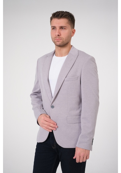 Bonesti Erkek Slim Fit Blazer Ceket Gri Gri Beyaz Noktalı