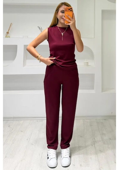 Fiolin Soft Touch Sıfır Kol Modal Takım bordo