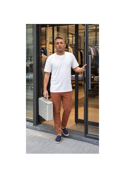 Modi Green Unisex Regular Fit Süprem Sıfır Yaka Kısa Kollu Tişört - Beyaz