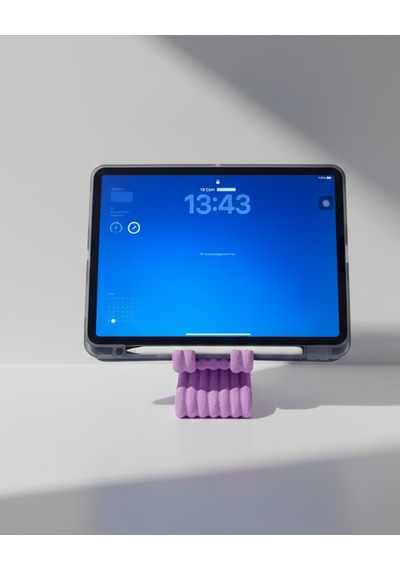 Masaüstü Kaymaz Taban Telefon Ve Tablet Standı - Kulaklık Ve Not Kağıdı Bölmeli-kiremit Lila