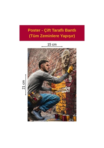 Boya Yapan Aslan, Çift Taraflı Bantlı, Tüm Zeminlere Yapışır, 15 X 21 Cm