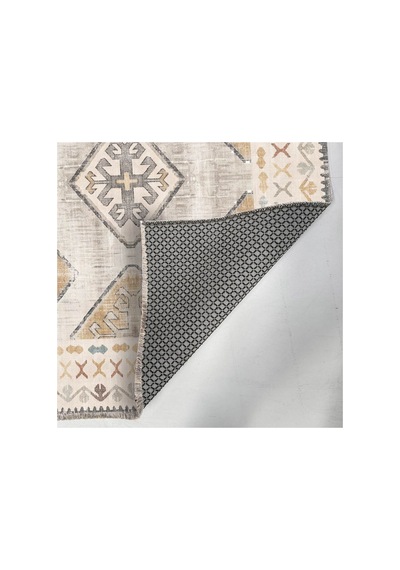 Kilim Desenli Etnik Geometrik Saçaklı Halı Krem Bej 3048