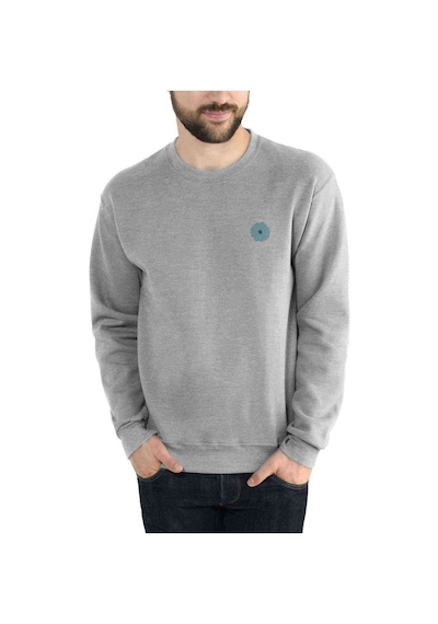 Flower Aqua Bebek Duşu Mavi Gerbera Baskılı Gri Erkek Sweatshirt