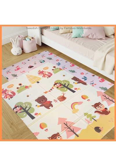 Sweden Baby Sweet Forest Çift Taraflı Katlanabilir Oyun Halısı Ve Matı Premium Seri Taşıma Çantalı 180x150