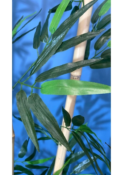 Yapay Çiçek Deposu Kumaş Yapraklı Ahşap Saksıda Bambu Seperatör 20x100x180cm
