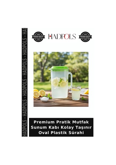 Premium Pratik Mutfak Sunum Kabı Kolay Taşınır Oval Plastik Sürahi