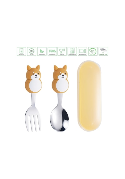 Kedi Figürlü Premium Çocuk Bpa Free Silikon Saplı Paslanmaz Çelik Uçlu Çatal-kaşık, 9+ Ay