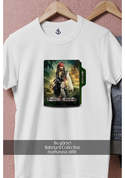 Bahriyeli Collection Oversize Pirates Of The Caribbean Tasarımlı Unisex T-shirt Beyaz