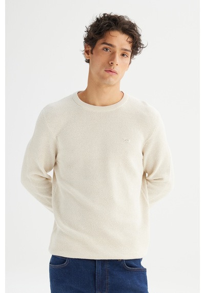 Lee Pamuklu Regular Fit Erkek Triko Kazak L2520364104 Ekru