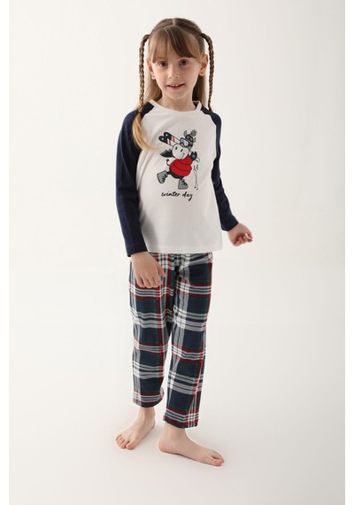 Arnetta Winter Day Beyaz Kız Çocuk Uzun Kol Pijama Takım Krem