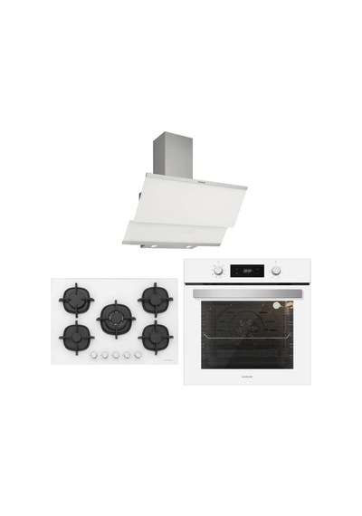 Silverline BO6504W01 - CS5364W01 - 3420 Classy 60 Beyaz Cam Ankastre Set