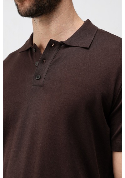 Antioch Comfort Slim Polo Yaka Erkek Triko T-shirt Kahverengi