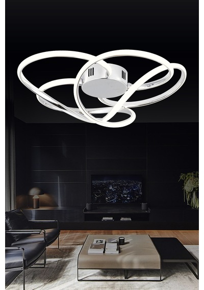 Pl 08 4 Model Krom 3 Renkli Salon Ve Oturma Odası İçin İdeal Alüminyum Avize, 50x25 Krom