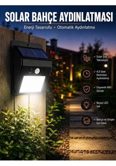 Mey İthalat Solar Lamba Giriş, Bahçe Yol Avlu Hareket Sensörlü Led Parlak Gece Su Geçirmez Çok Renkli