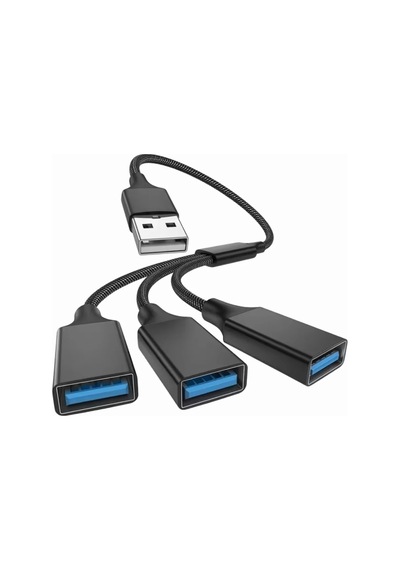 Lunatic 1261 Usb Çoklayıcı 3 Port Hub Adaptör 3.0 Ve 2.0 Örgülü Çevirici Kablo Çoğaltıcı