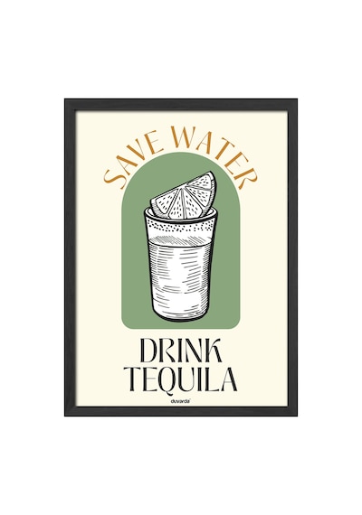 Drink Tequila Ahşap Çerçeveli Poster, Dekoratif Mutfak Duvar Tablosu
