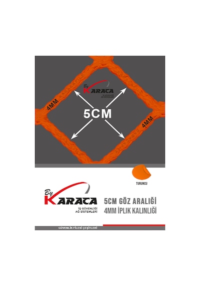 Turuncu Güvenlik File 2.5x8 M 4mm Kalın İp, 5x5cm Göz Aralığı