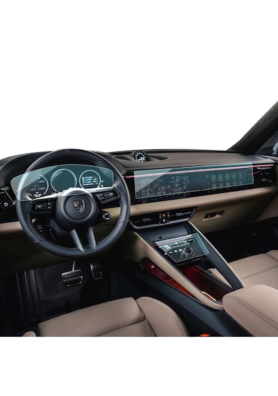 Porsche Macan Uyumlu Elektrik Uyumlu Dijital Gösterge, Navigasyon Ve Vites Etrafı 9h Nano 3lü Set 9H Nano Ekran Koruyucu