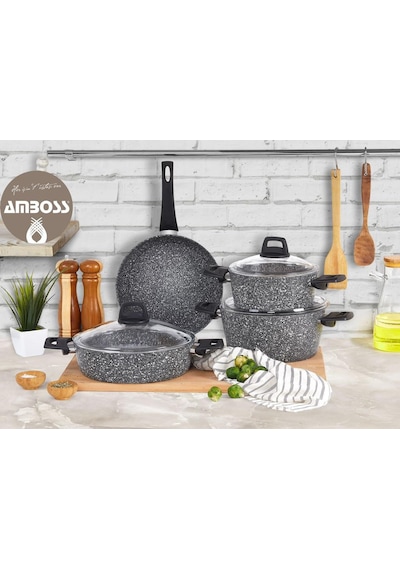 Amboss Orion 4'lü 7 Parça Granit Tencere Seti Gri