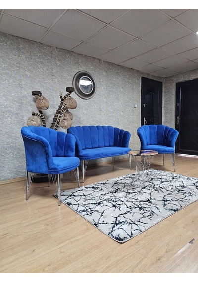 Zafir Krom Kaplama Tel Ayak Papatya Çay Seti Koltuk Takımı , Balkon, Salon, Ofis, Cafe Koltuk Takımı Mavi Zafir Krom Kaplama Tel Ayak Papatya Çay Seti Koltuk Takımı , Balkon, Salon, Ofis, Cafe Koltuk Takımı Mavi