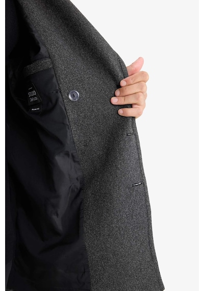 Defacto Slim Fit Dar Kesim Düğmeli Cepli Astarlı Kaşe Kaban Parka D1521ax25wnar198 Antrasit-ar198