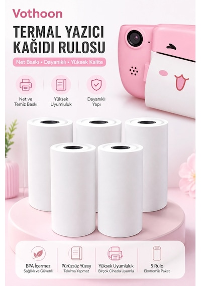 Zenvia 13 Lü Mini Yazıcı Termal Rulo Seti Çocuk Kamera Baskı Kağıdı 5 Yapışkanlı 5 Düz Beyaz 3 Renkli Znv2