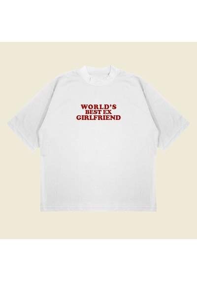 Startmore World's Best Ex Girlfriend Boxy Fit Oversize Unisex Tshirt Baskılı Tişört Beyaz