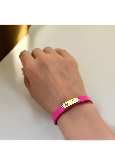 Archin S Harfine Özel Doğal Pembe Derili Kelebek Figürlü 14 Ayar Altın Plakalı Hediye Bileklik-651harf S Archin S Harfine Özel Doğal Pembe Derili Kelebek Figürlü 14 Ayar Altın Plakalı Hediye Bileklik-651harf S