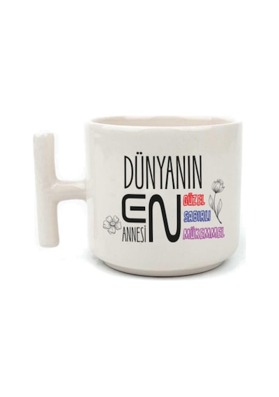 Dünyanın En Annesi Baskılı Beyaz Kulplu T Kupa