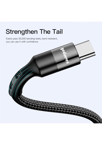 Yediseven K-105 Usb A To Type C Halat Örgü Hızlı Şarj Kablosu 1 M